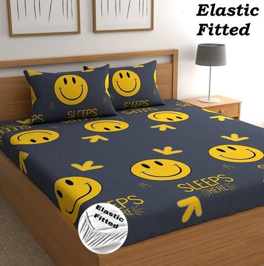 Round Elastic Fitted Double Bed Bedsheet